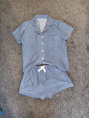 Striped Pajama Set in Blue & White